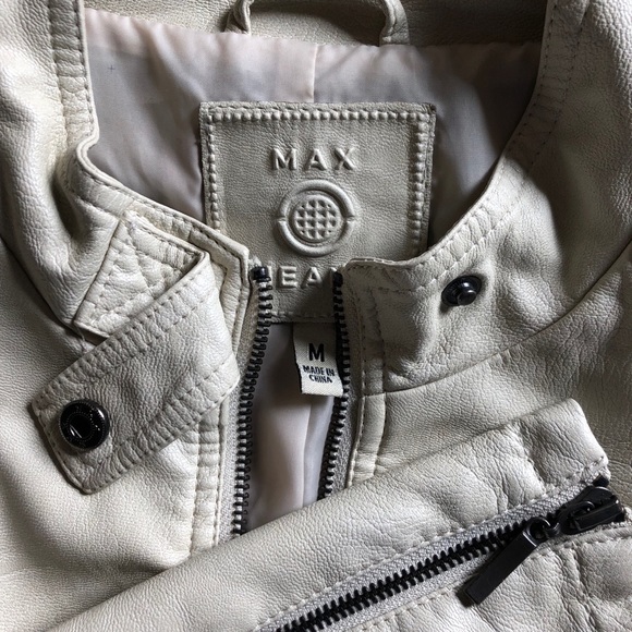 Faux leather cream color jacket - Picture 3 of 5
